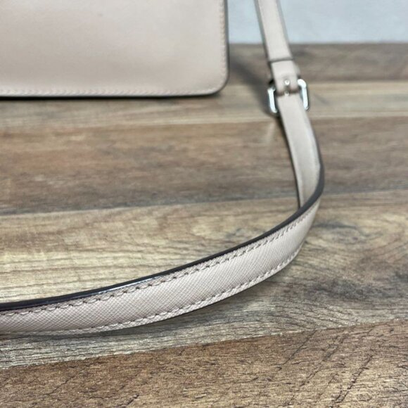 Kate Spade Laurel Way Reese Light Beige Cross-grain Leather Satchel Crossbody - Picture 6 of 6